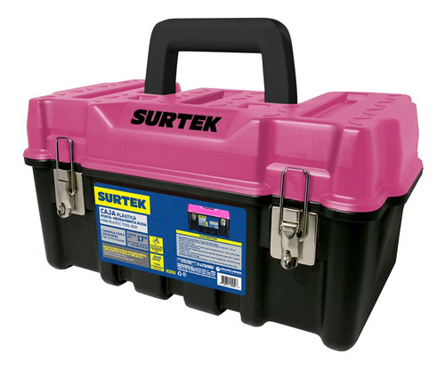 Caja Portaherramientas Plástica Broches Metal Rosa Surtek