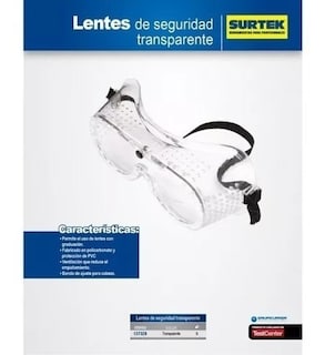 Foto 2 | Gafas Seguridad Transparente Pvc Banda Ajustable Surtek