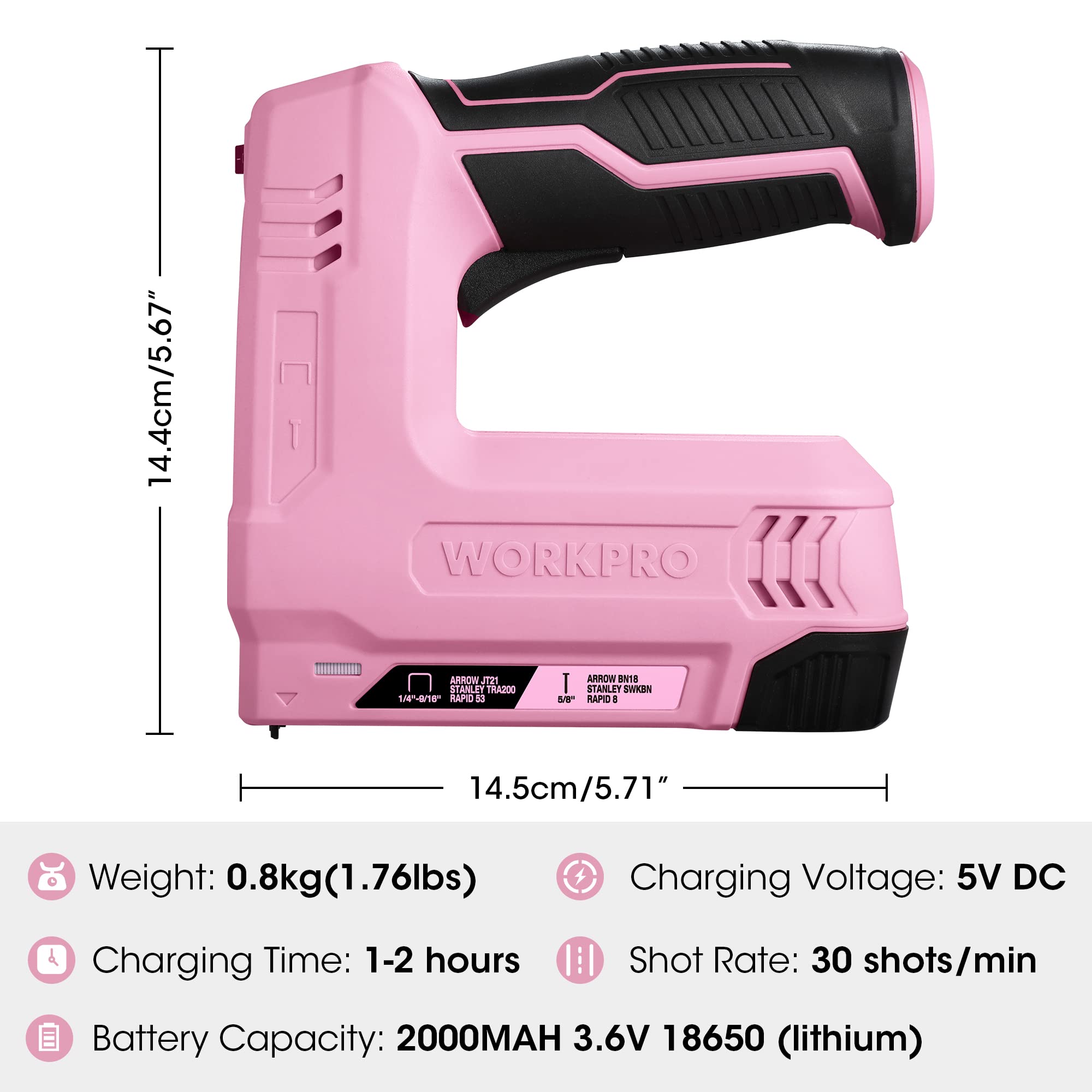Foto 4 pulgar | Pistola Inalámbrica 2 En 1 Para Grapar Y Clavar Workpro 3,6 V Power Pink - Venta Internacional.