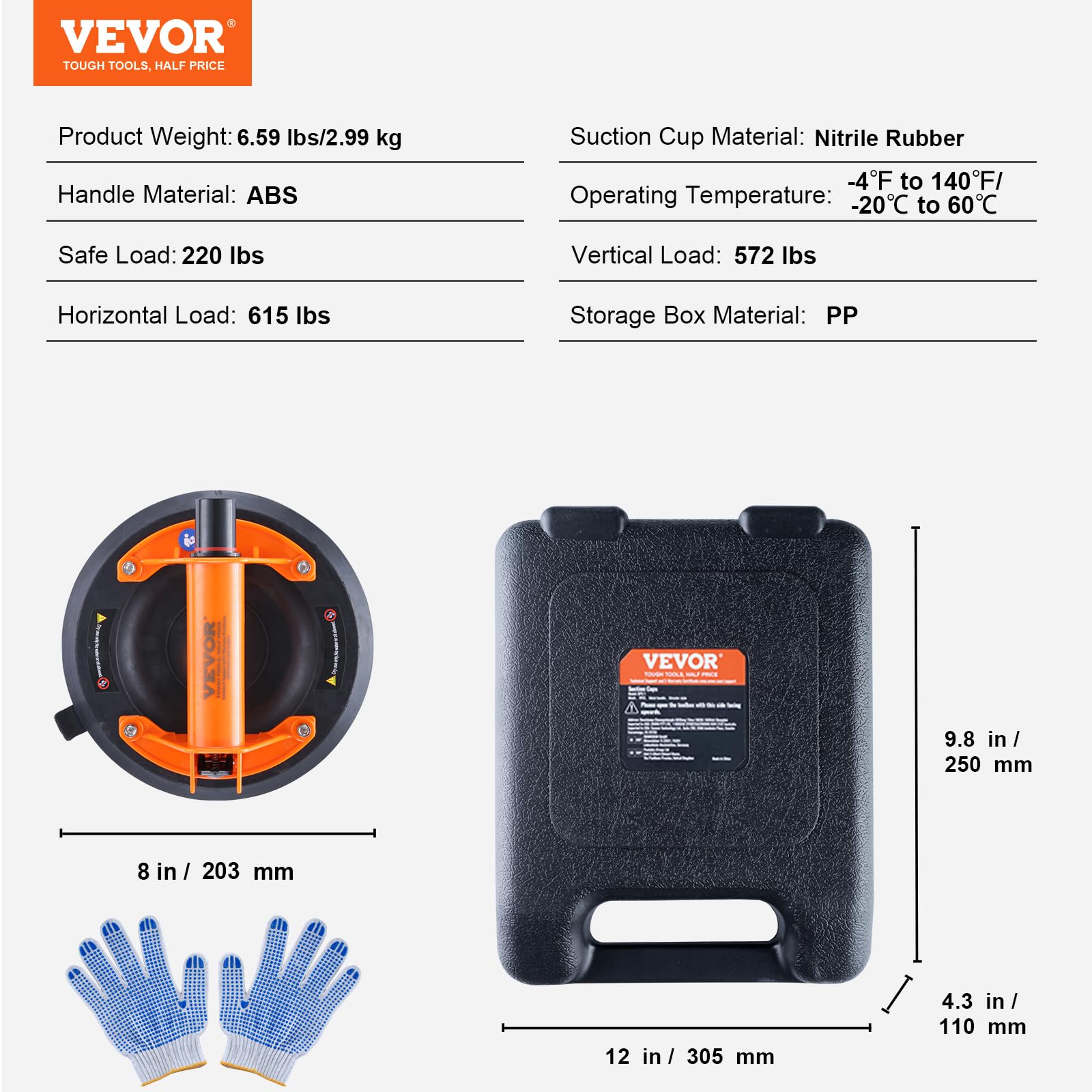Foto 8 pulgar | Ventosa De Vidrio Vevor 8 Heavy Duty Con Mango De Abs, 100 Kg - Venta Internacional.
