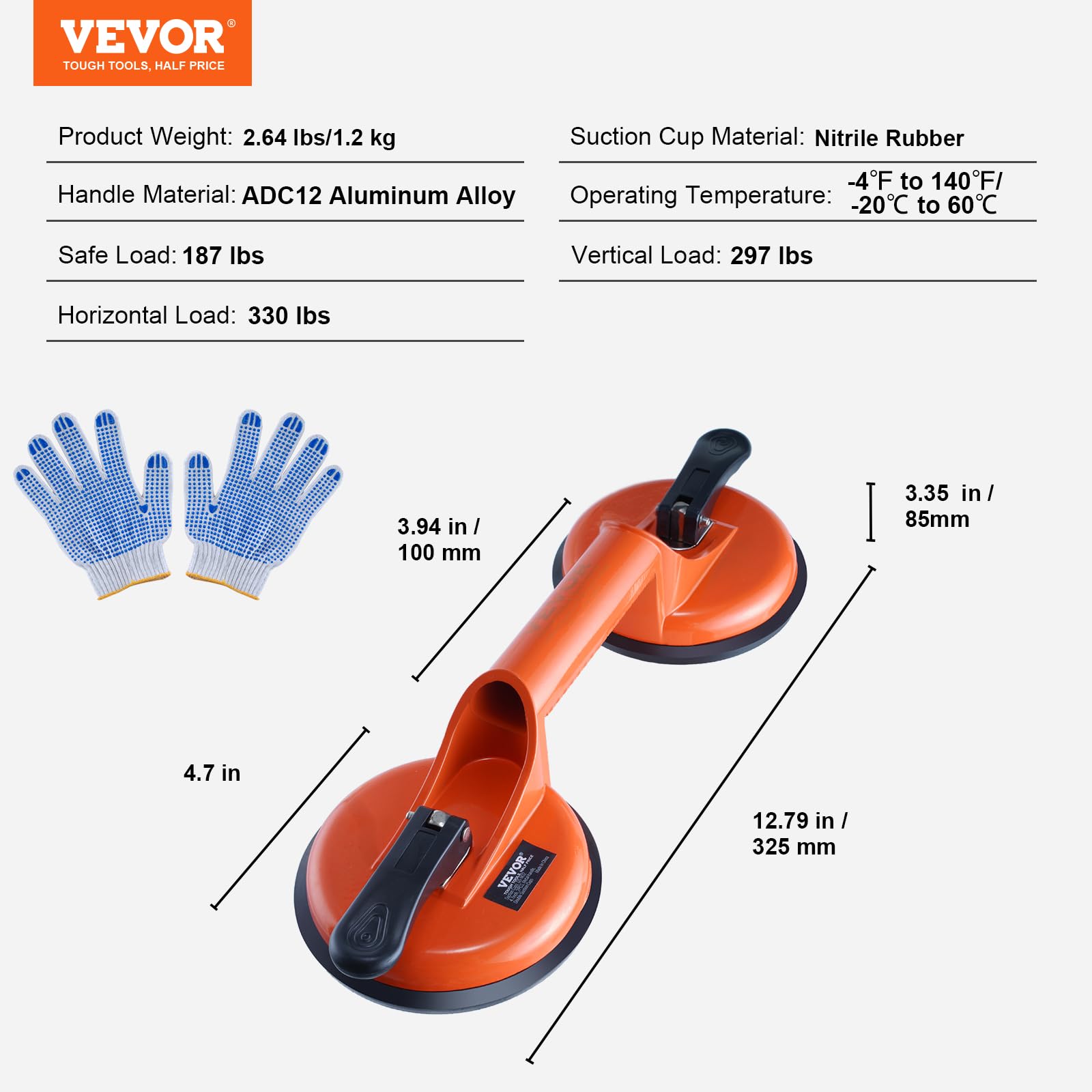 Foto 8 pulgar | Ventosas De Vidrio Con Mango De Aluminio Vevor De Alta Resistencia - Venta Internacional.