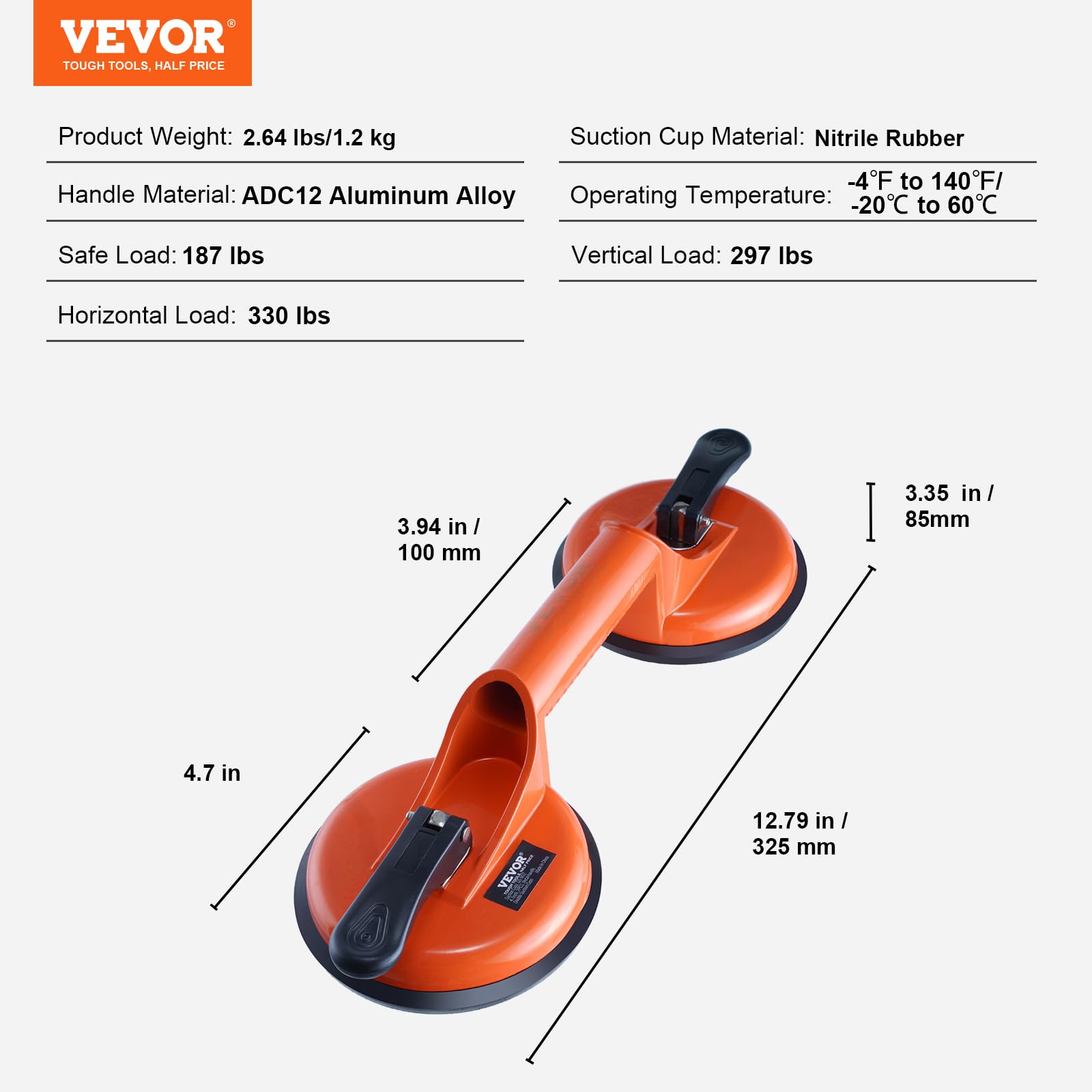 Foto 8 pulgar | Ventosa De Vidrio Vevor De 4,7 Pulgadas, Paquete De 2 Unidades, Capacidad De Carga De 150 Kg - Venta Internacional.