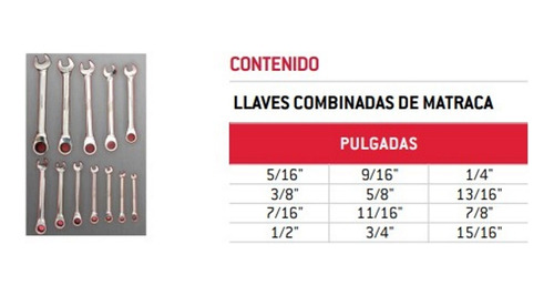 Foto 3 pulgar | Juego Herramientas 12 Llaves Combinadas Matraca Urrea