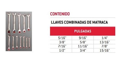 Foto 2 | Juego Herramientas 12 Llaves Combinadas Matraca Urrea