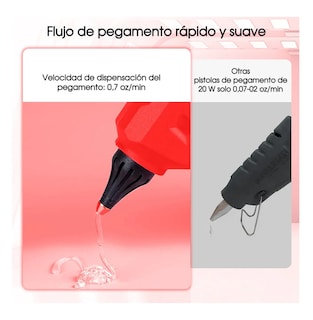 Foto 2 | Pistola De Silicon Caliente Inalambrica 300w Con 30 Barras Rojo Negro