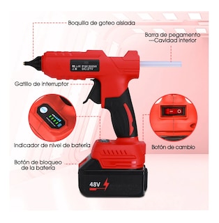 Foto 3 | Pistola De Silicon Caliente Inalambrica 300w Con 30 Barras Rojo Negro