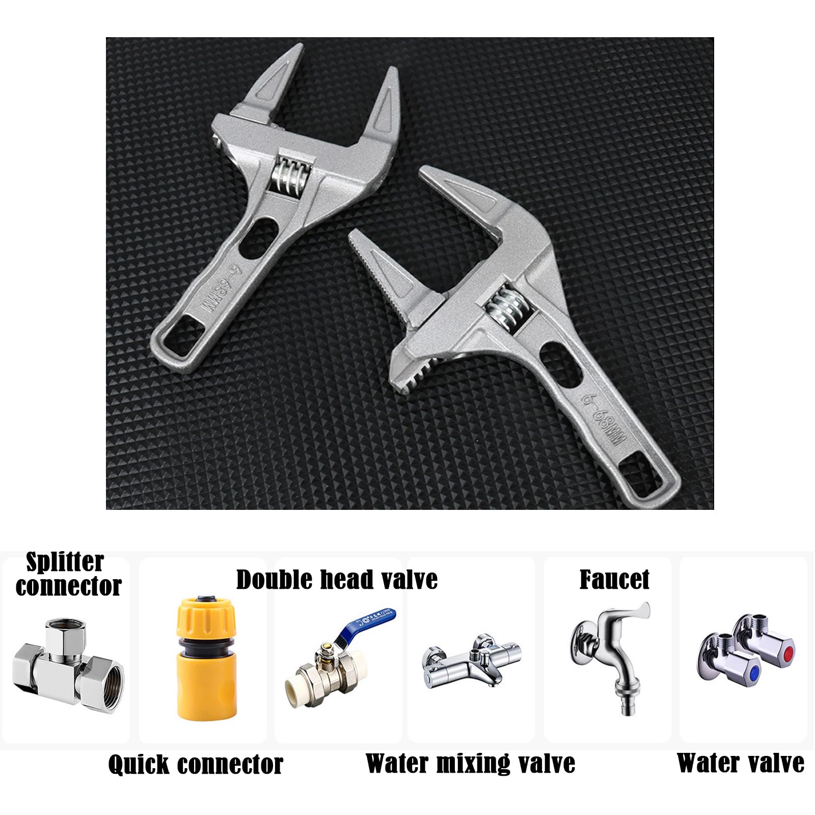 Foto 4 pulgar | Llave Ajustable Homesogood  Mango Corto  Aleación De Aluminio De 6-68 Mm - Venta Internacional.