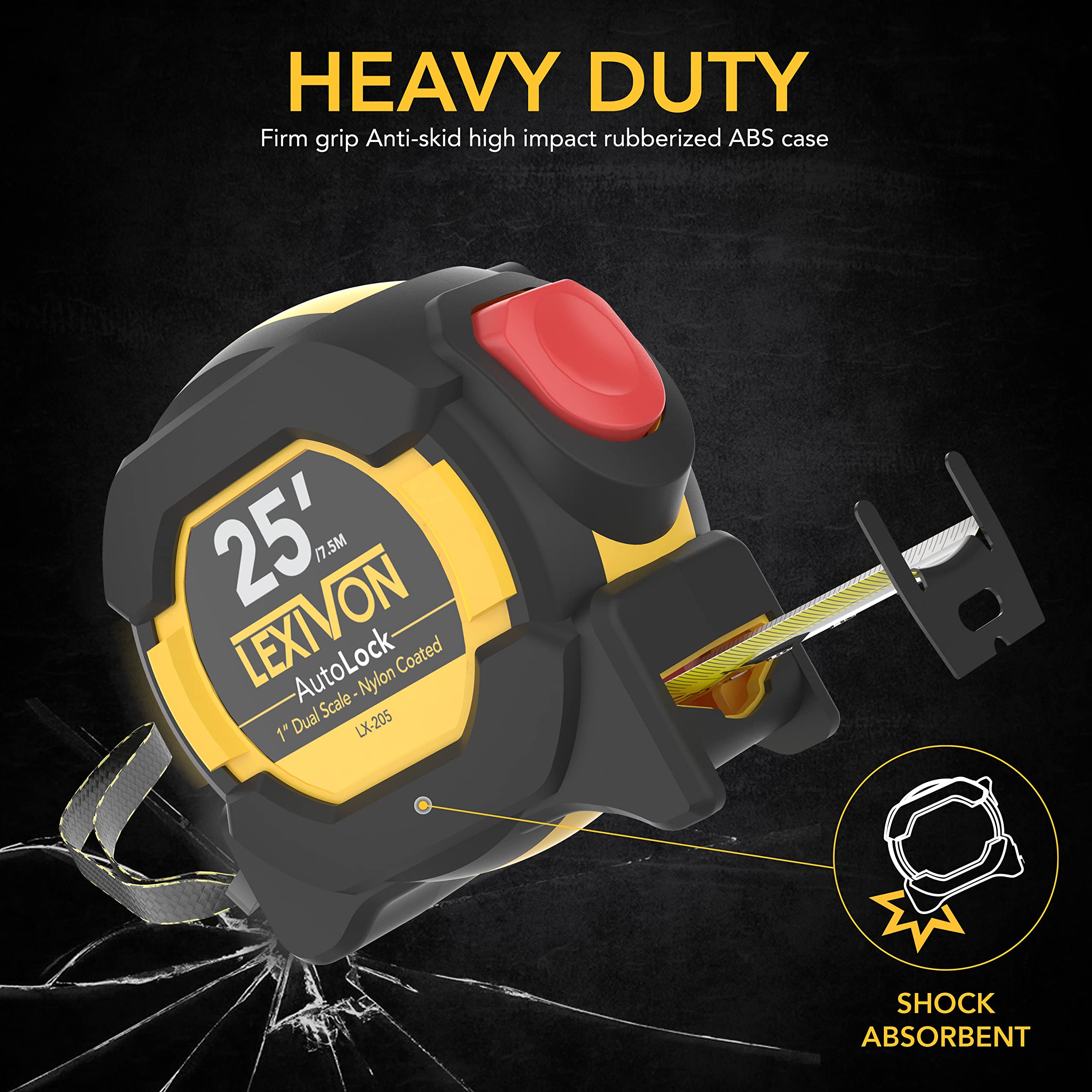 Foto 4 | Cinta Métrica Lexivon Lx-205 Con Revestimiento De Nailon Autolock De 7,5 M/25 Pies - Venta Internacional.