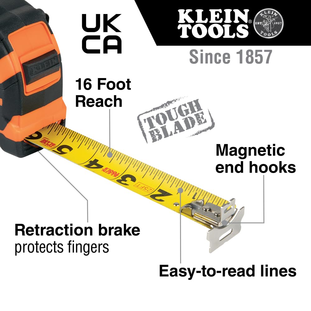 Foto 3 pulgar | Cinta Métrica Klein Tools 9225, Hoja De Nailon Resistente De 7,6 M - Venta Internacional.