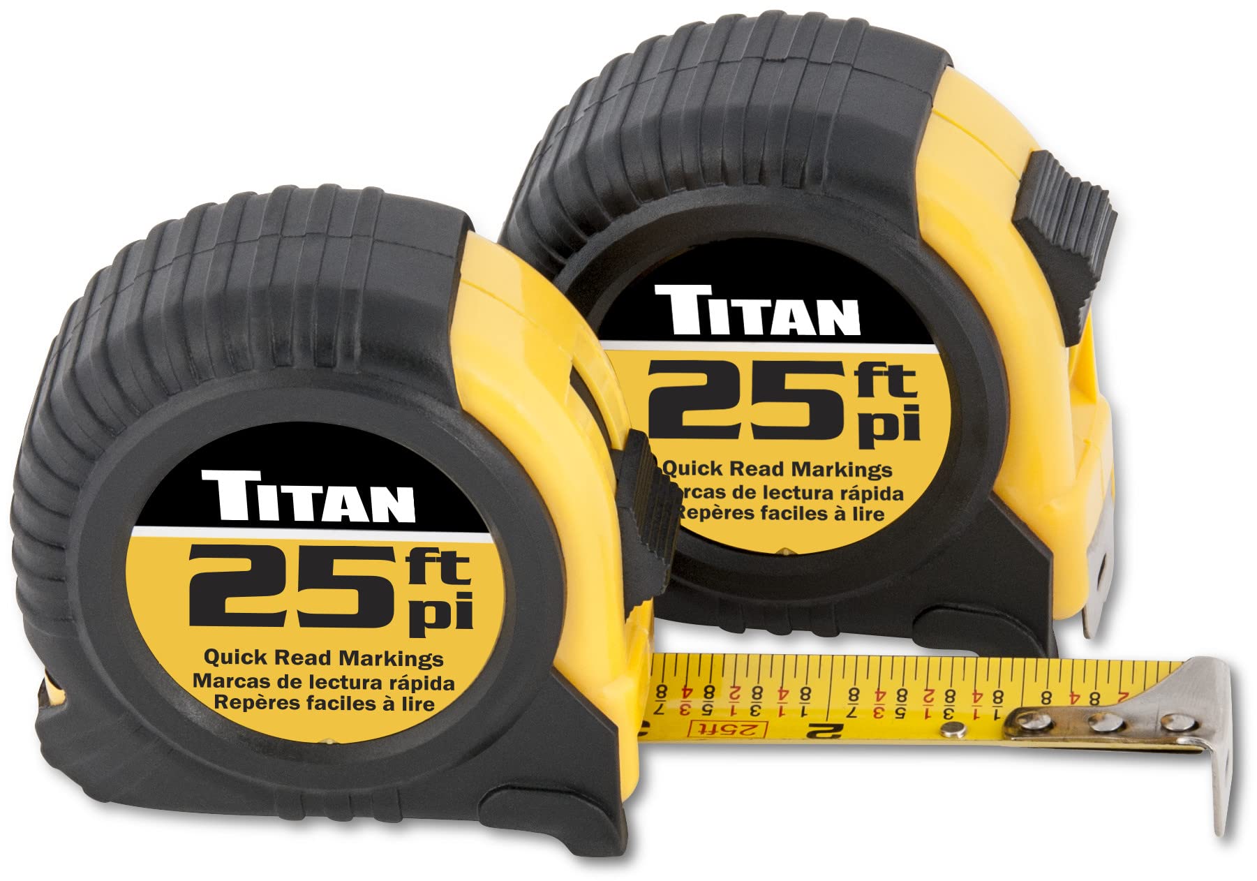 Foto 1 | Cinta Métrica Titan 10901 De 7,6 M De Lectura Rápida Con Empuñaduras Acolchadas (2) - Venta Internacional.