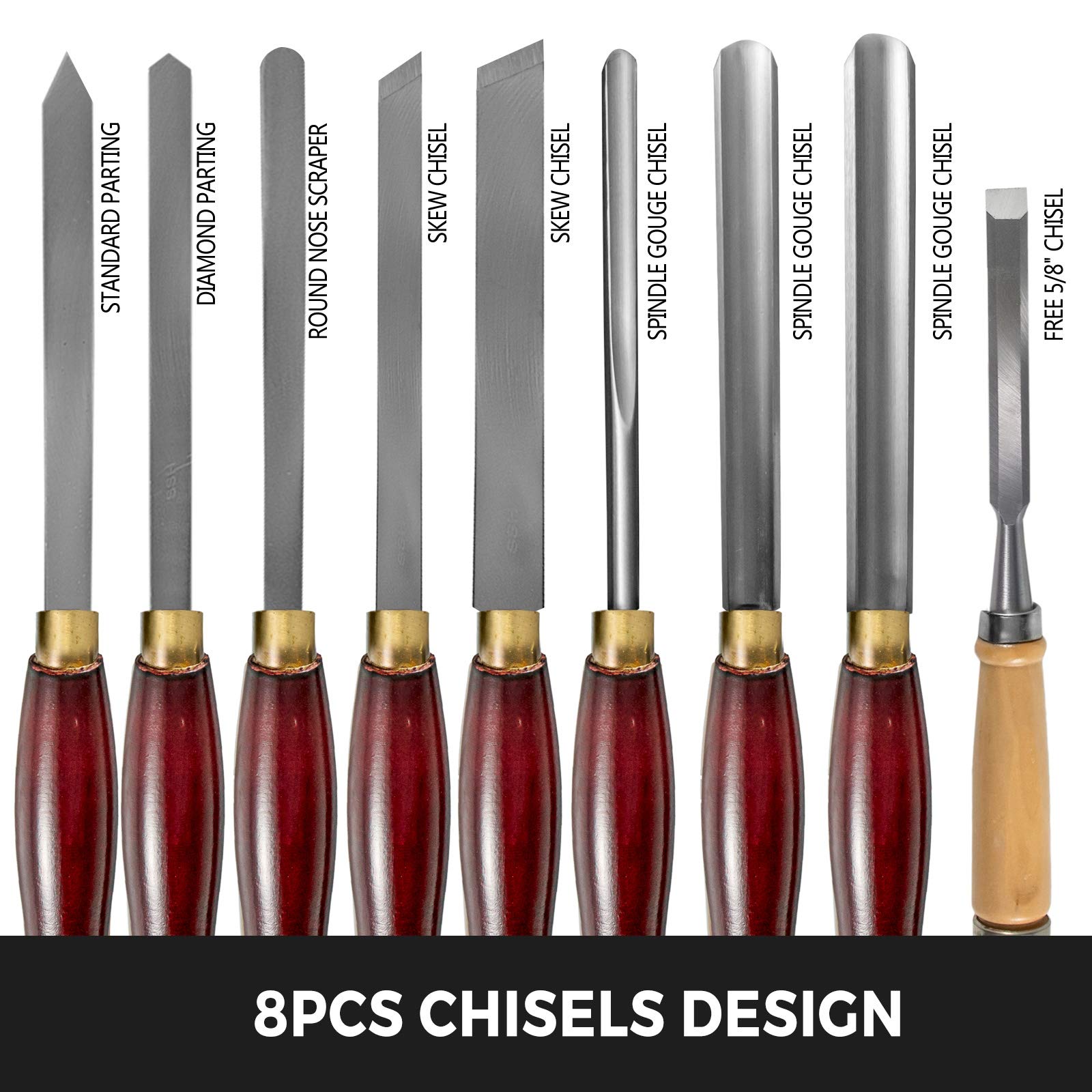 Foto 4 pulgar | Juego De Cinceles Para Tornos Para Carpintería Mophorn De 8 Piezas Con Funda De Madera - Venta Internacional.