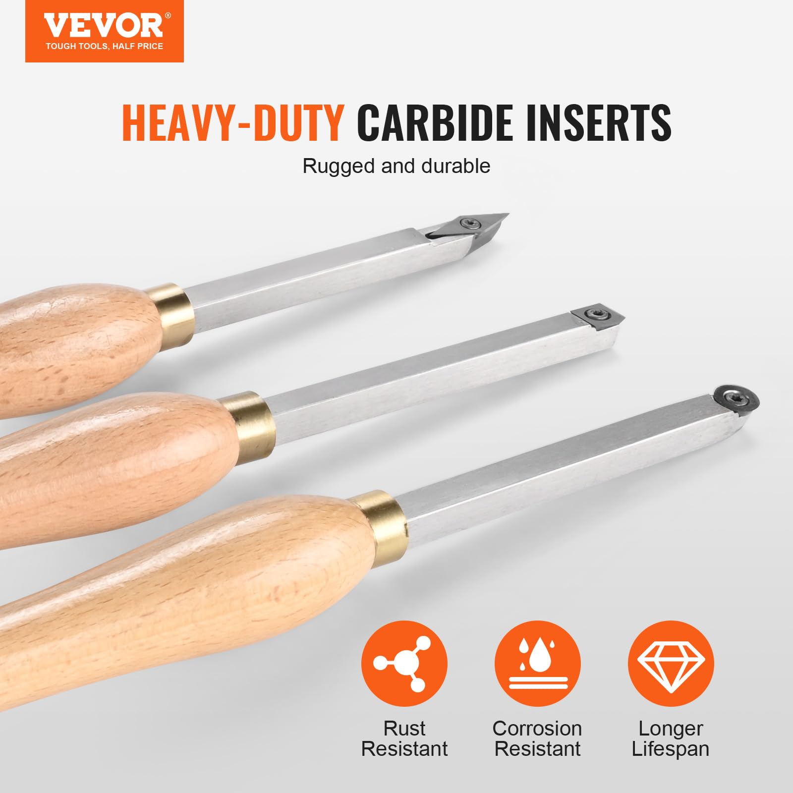 Foto 3 pulgar | Juego De Cinceles Para Tornos Para Madera Vevor, 3 Piezas, Herramientas De Torneado Para Carpintería - Venta Interna