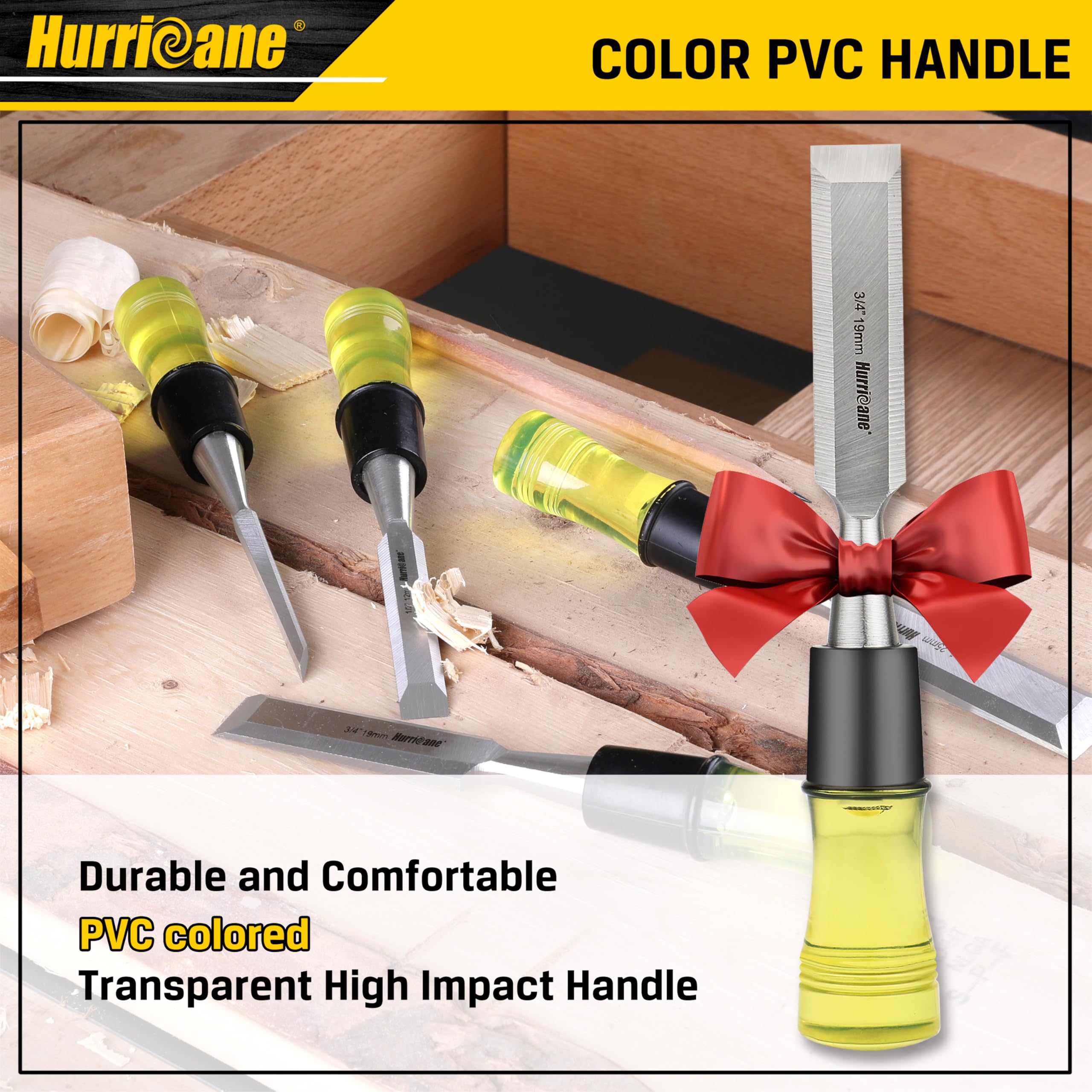Foto 7 | Juego De Cinceles Para Madera Hurricane  4 Piezas  Borde Biselado De Acero Cr-v - Venta Internacional.