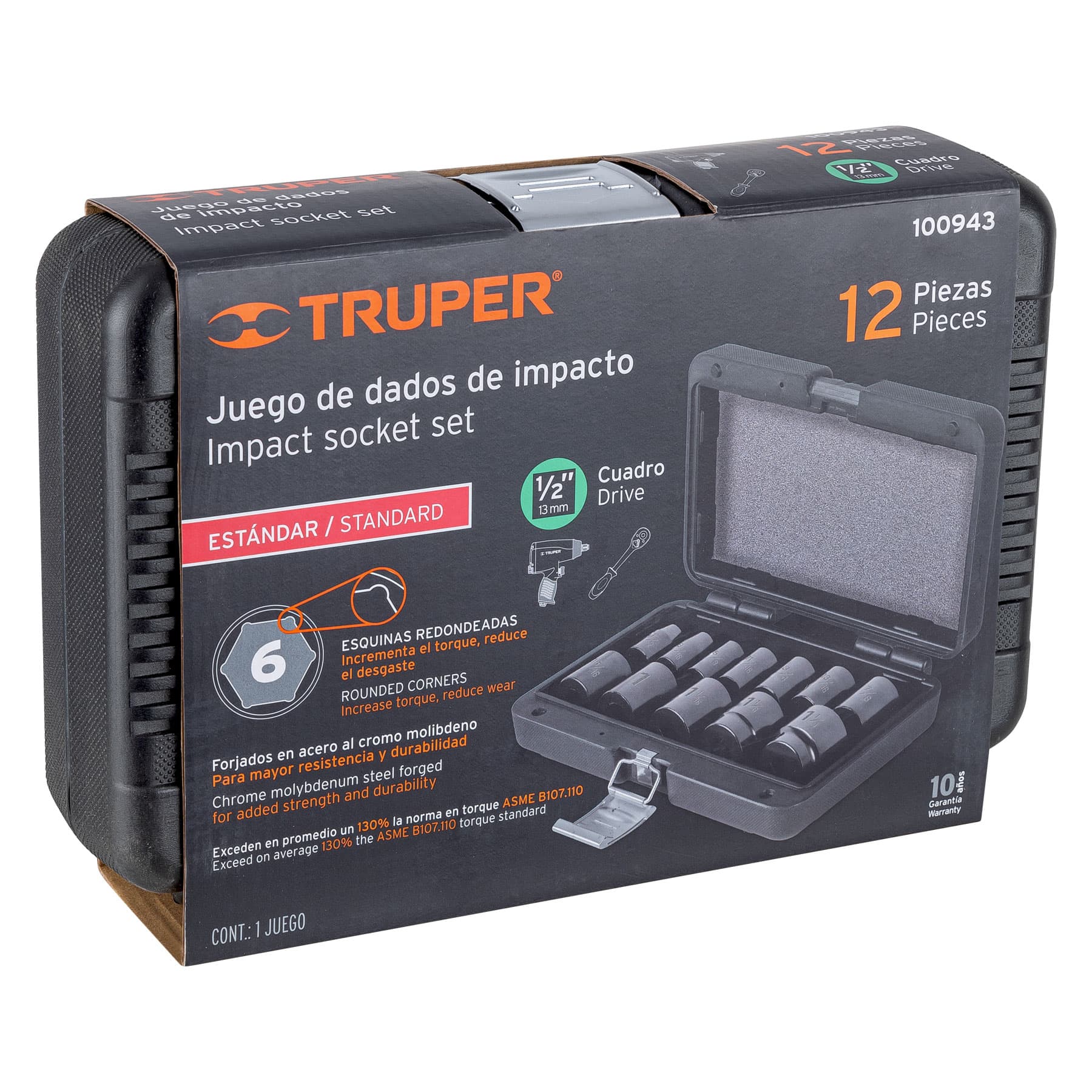 Foto 3 pulgar | Juego de 12 Dados Cuadro 1/2'' Truper color Negro ce Impacto 6 Puntas Std