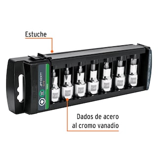 Foto 2 | Juego de 7 Dados Truper color Negro Cuadro 1/2'' Punta Torx