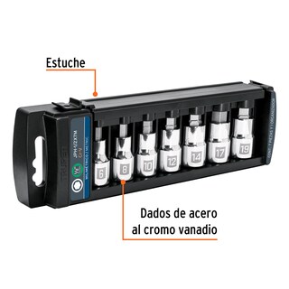 Foto 2 | Juego de 7 Dados Cuadro Truper 1/2'' Punta Hexagonal Mm