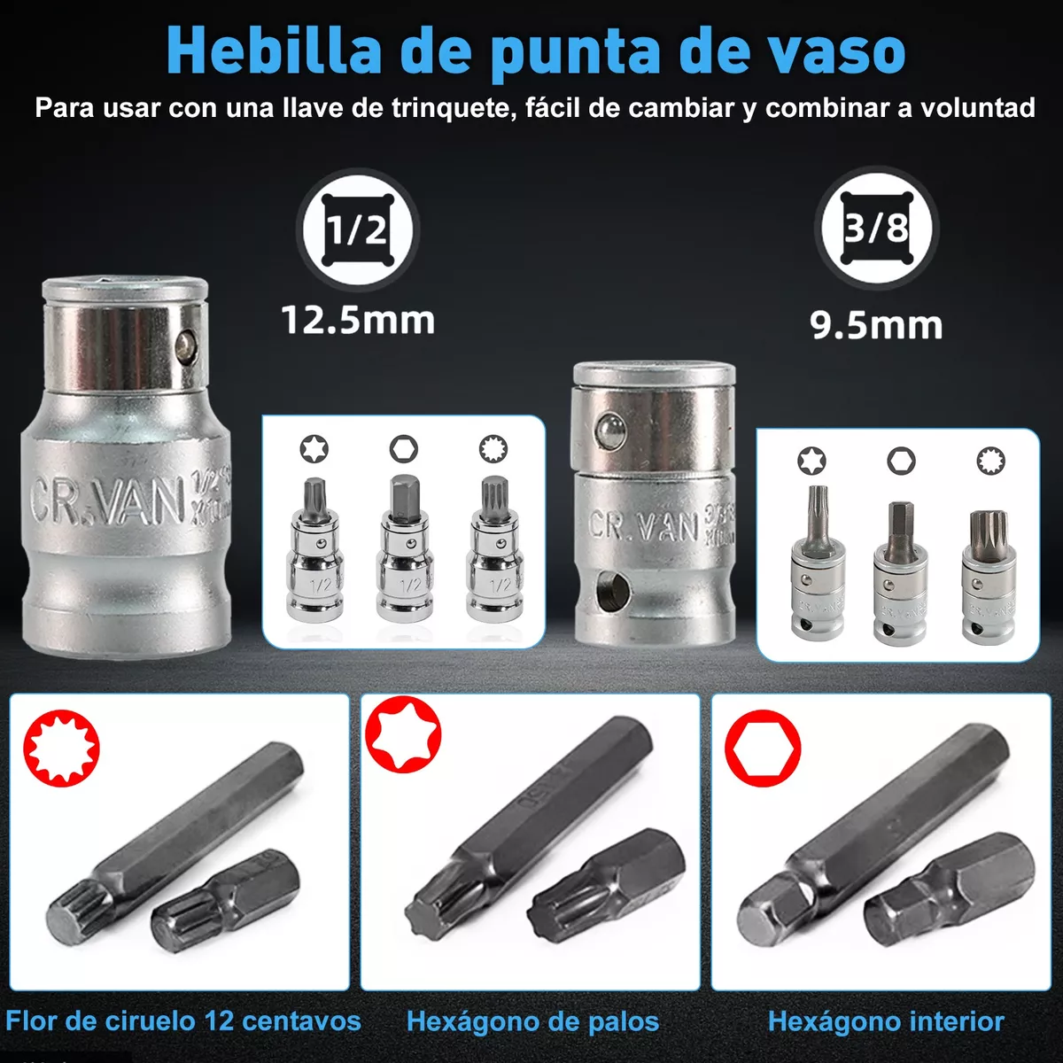 Foto 4 pulgar | Juego De Puntas Hexagonales para Matraca 40 Piezas Eo Safe Imports Esi-12371 Gris