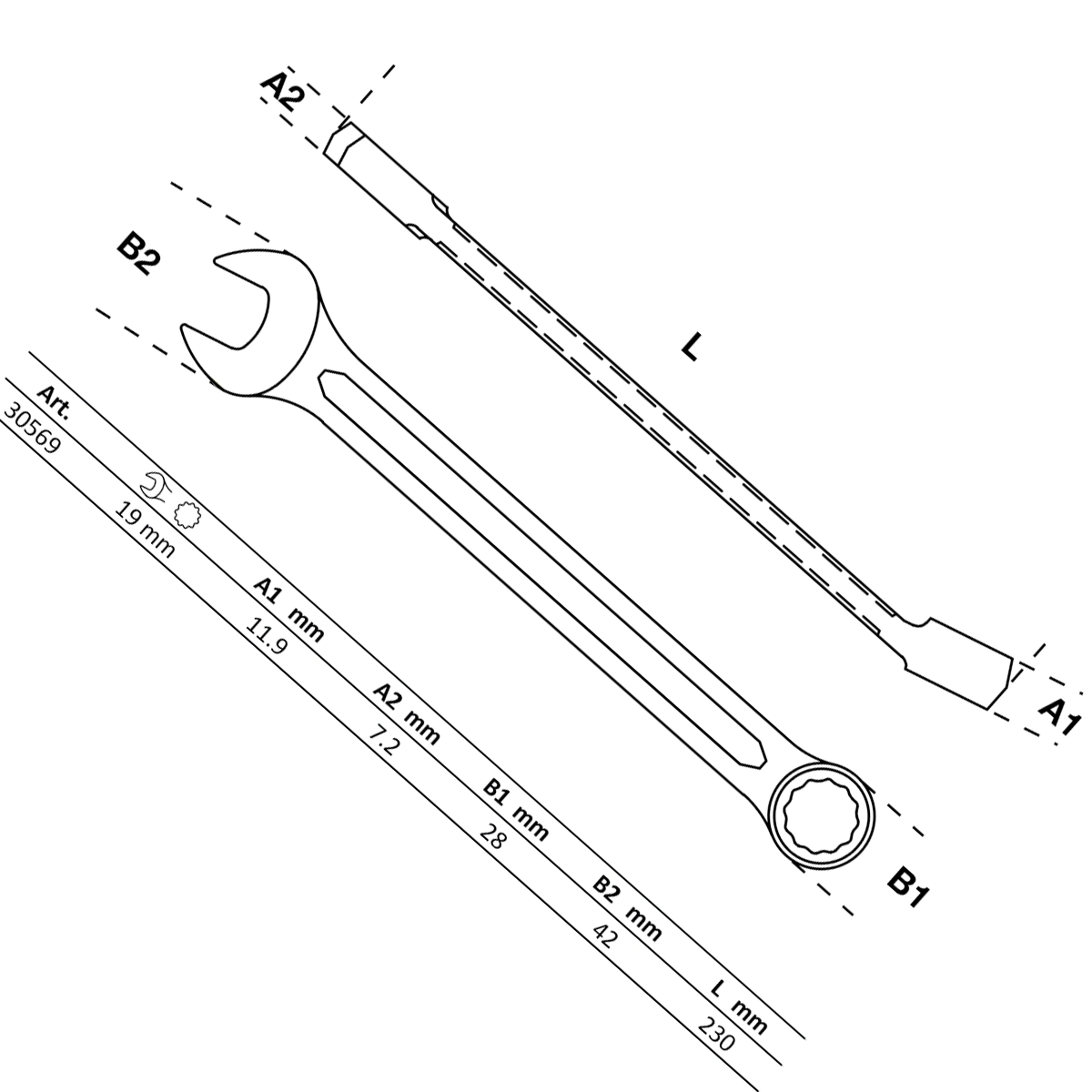 Foto 3 pulgar | Llave Combinada | 19 Mm | Bgs 30569