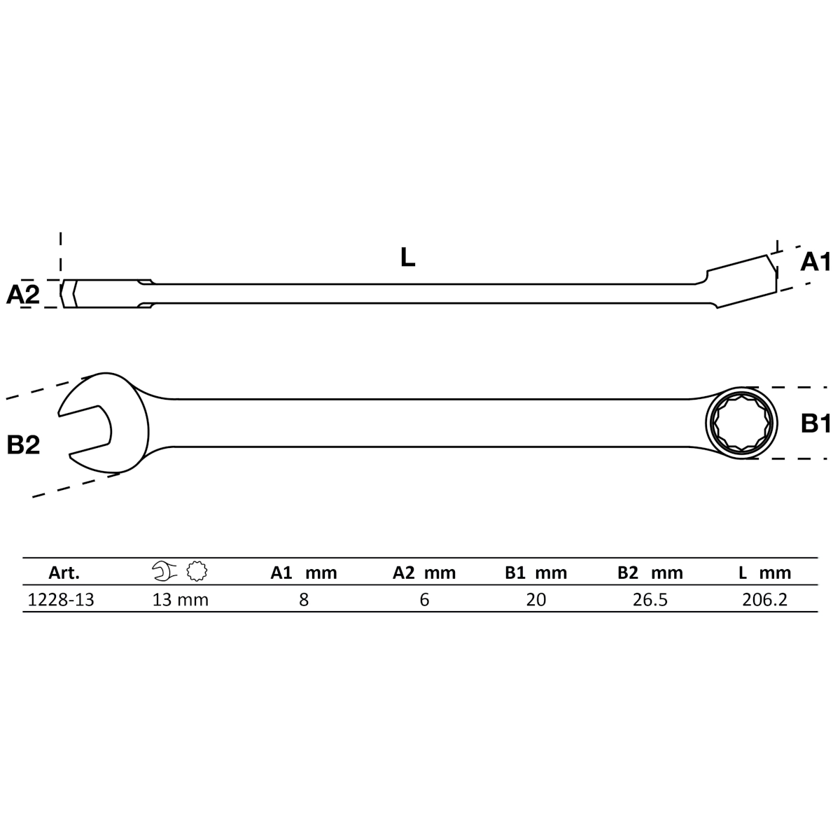 Foto 5 pulgar | Llave Combinada | Extra Larga 13 Mm | Bgs 1228-13