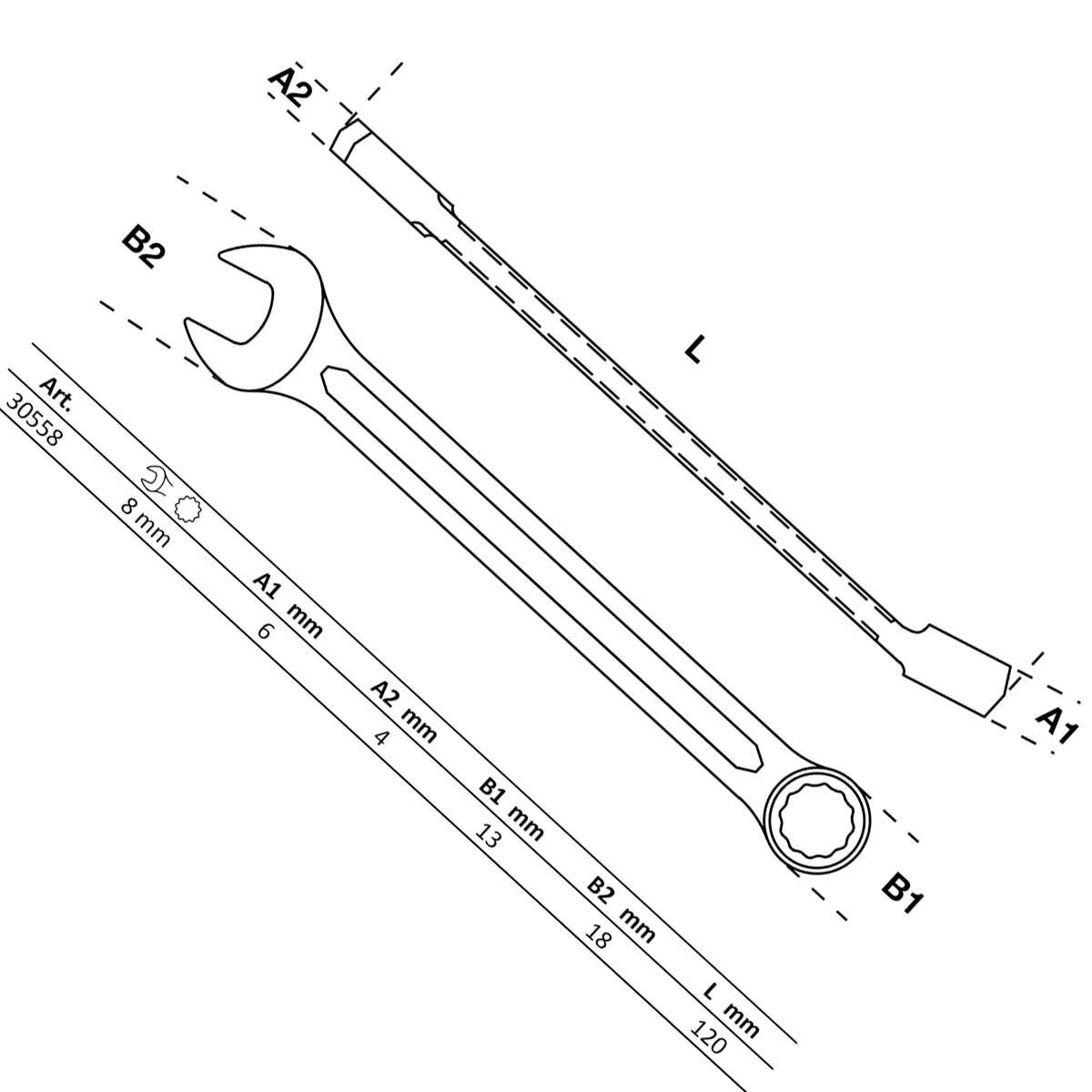 Foto 3 pulgar | Llave Combinada | 8 Mm | Bgs 30558