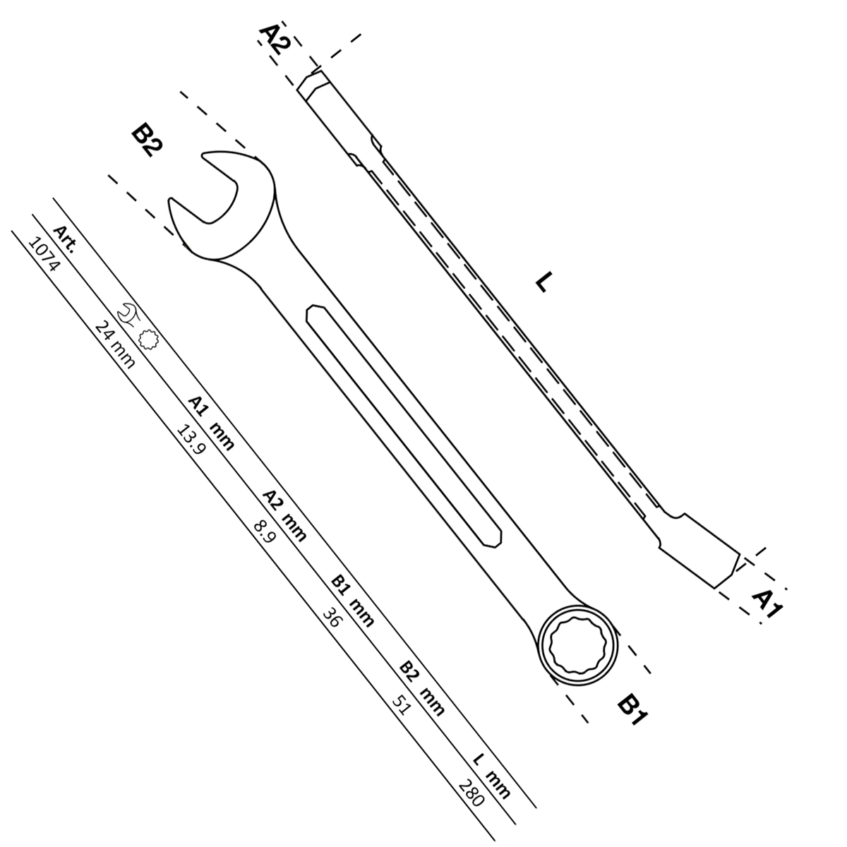 Foto 2 | Llave Combinada | 24 Mm | Bgs 1074