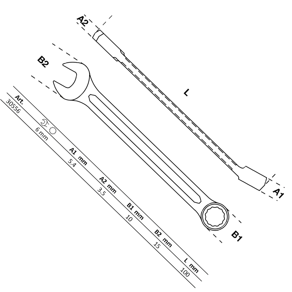 Foto 3 pulgar | Llave Combinada | 6 Mm | Bgs 30556