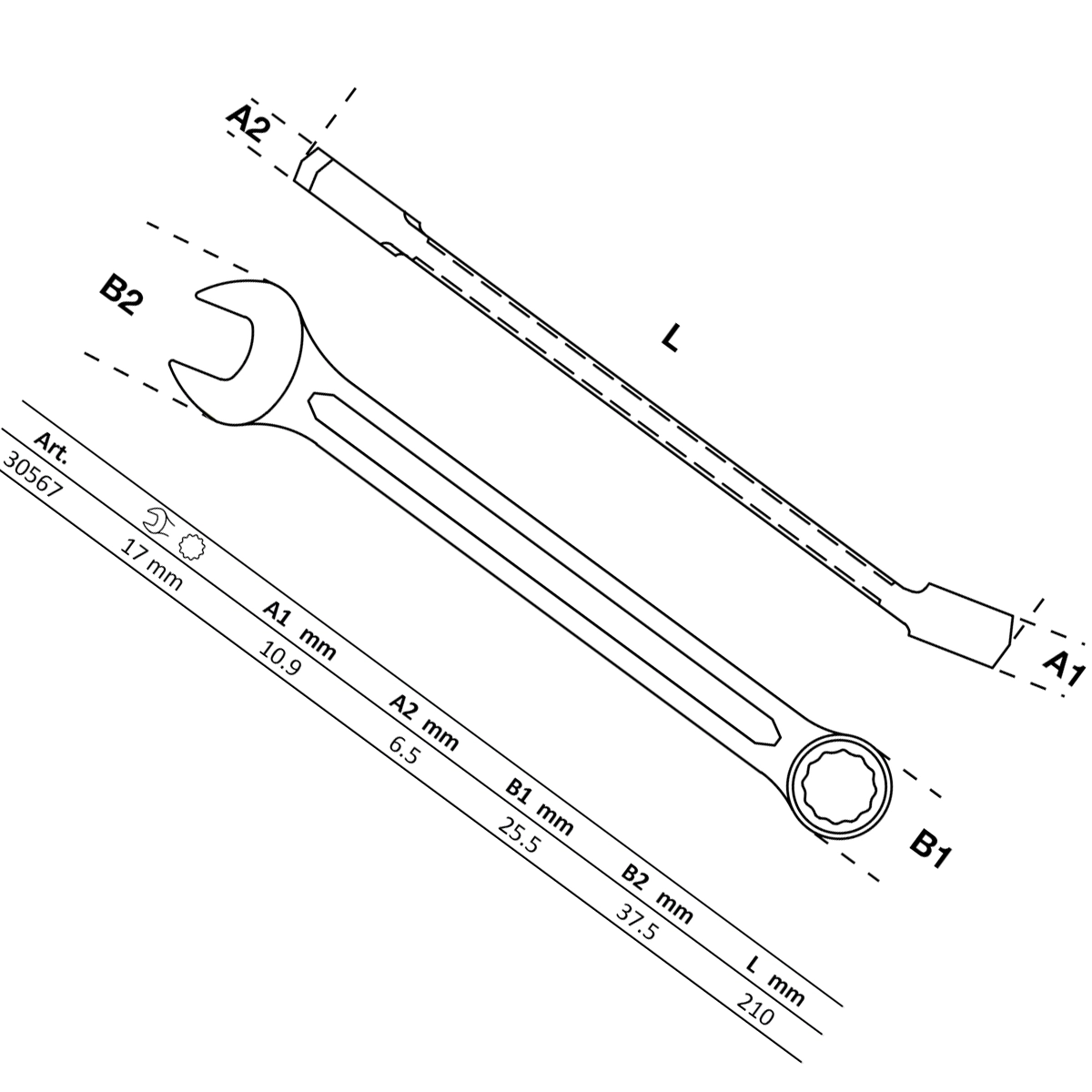 Foto 2 | Llave Combinada | 17 Mm | Bgs 30567