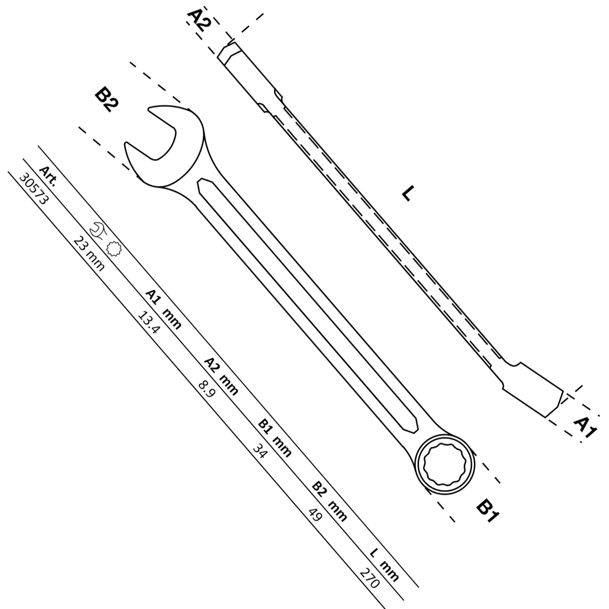 Foto 3 pulgar | Llave Combinada | 23 Mm | Bgs 30573