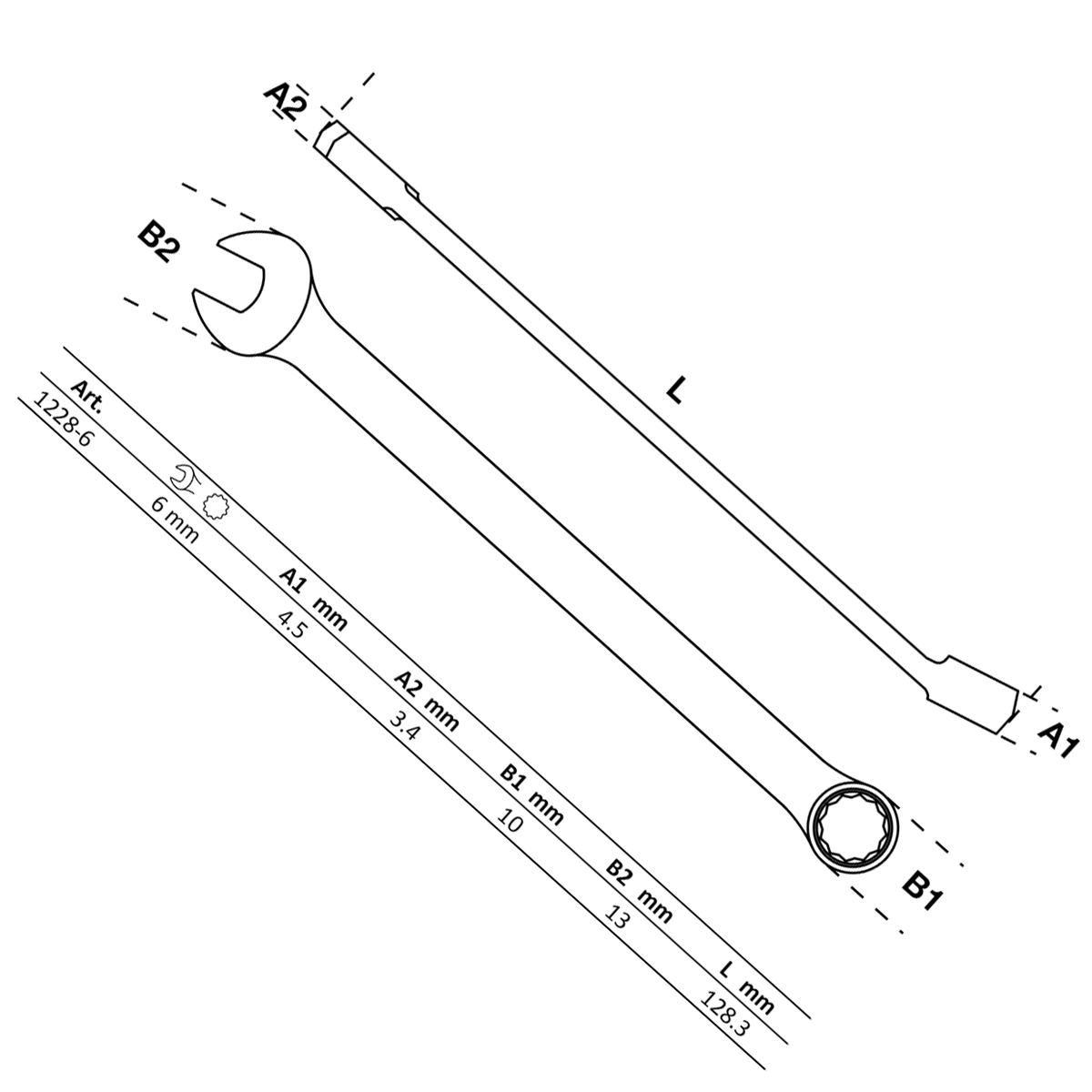 Foto 2 | Llave Combinada | Extra Larga | 6 Mm | Bgs 1228-6