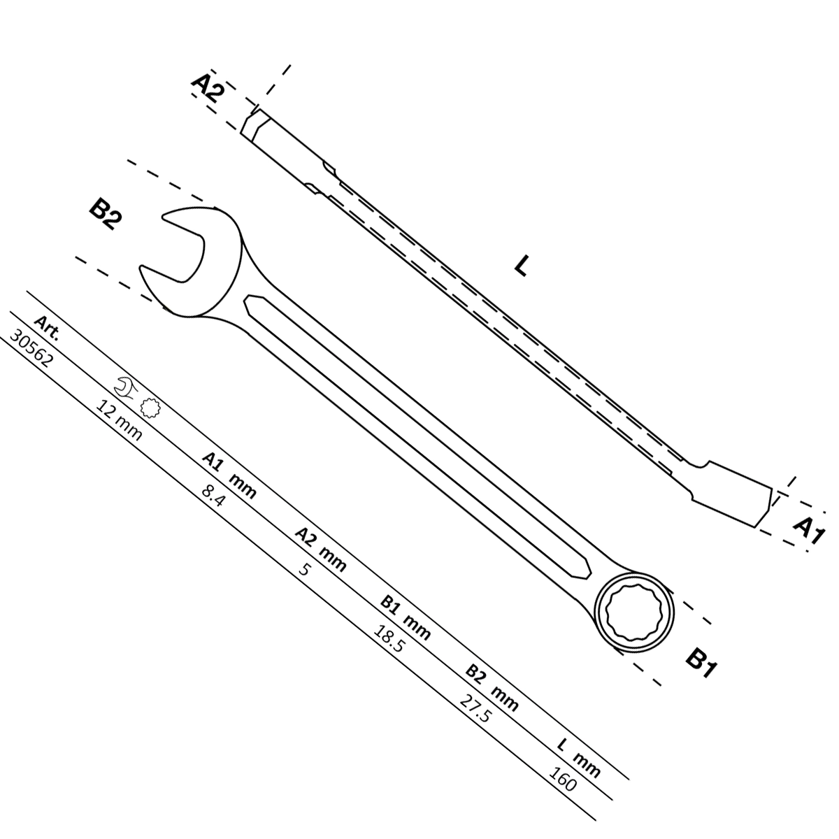 Foto 3 pulgar | Llave Combinada | 12 Mm | Bgs 30562