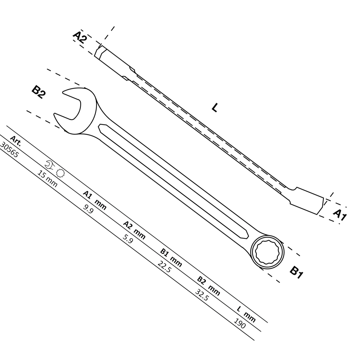 Foto 2 | Llave Combinada | 15 Mm | Bgs 30565