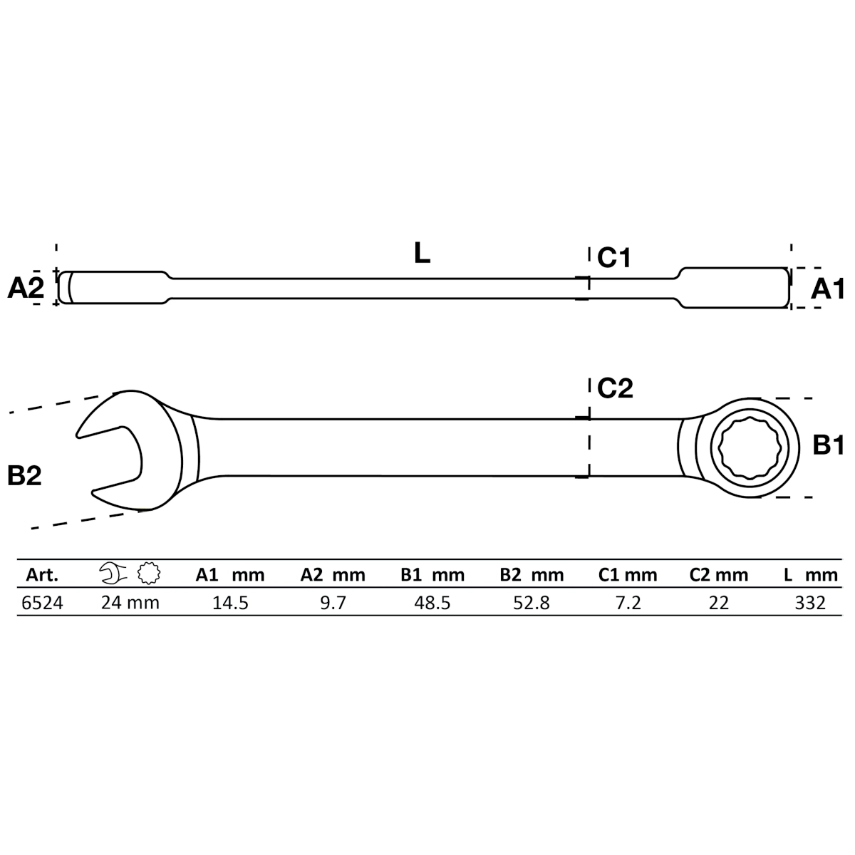 Foto 3 pulgar | Llave Combinada Con Matraca | 24 Mm | Bgs 6524