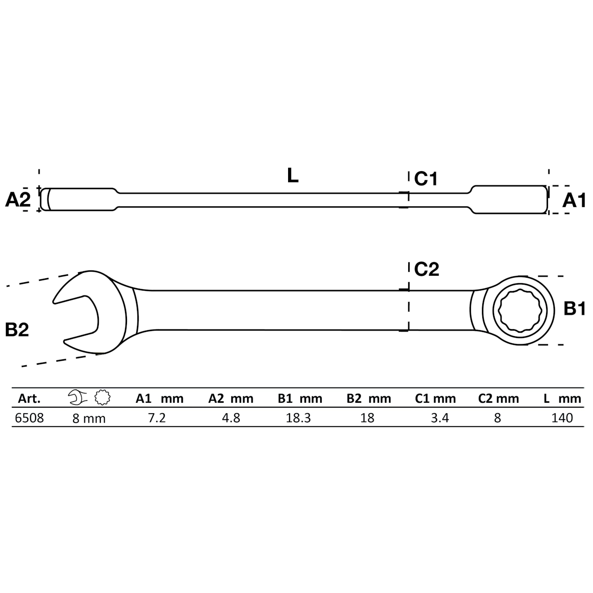 Foto 3 pulgar | Llave Combinada Con Matraca | 8 Mm | Bgs 6508