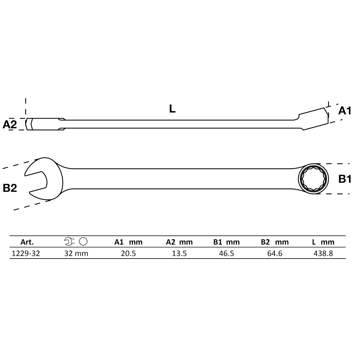 Foto 5 pulgar | Llave Combinada | Extra Larga 32 Mm | Bgs 1229-32