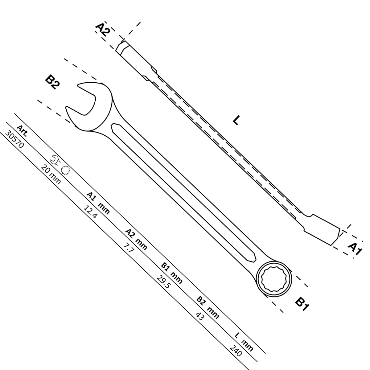 Foto 3 pulgar | Llave Combinada | 20 Mm | Bgs 30570