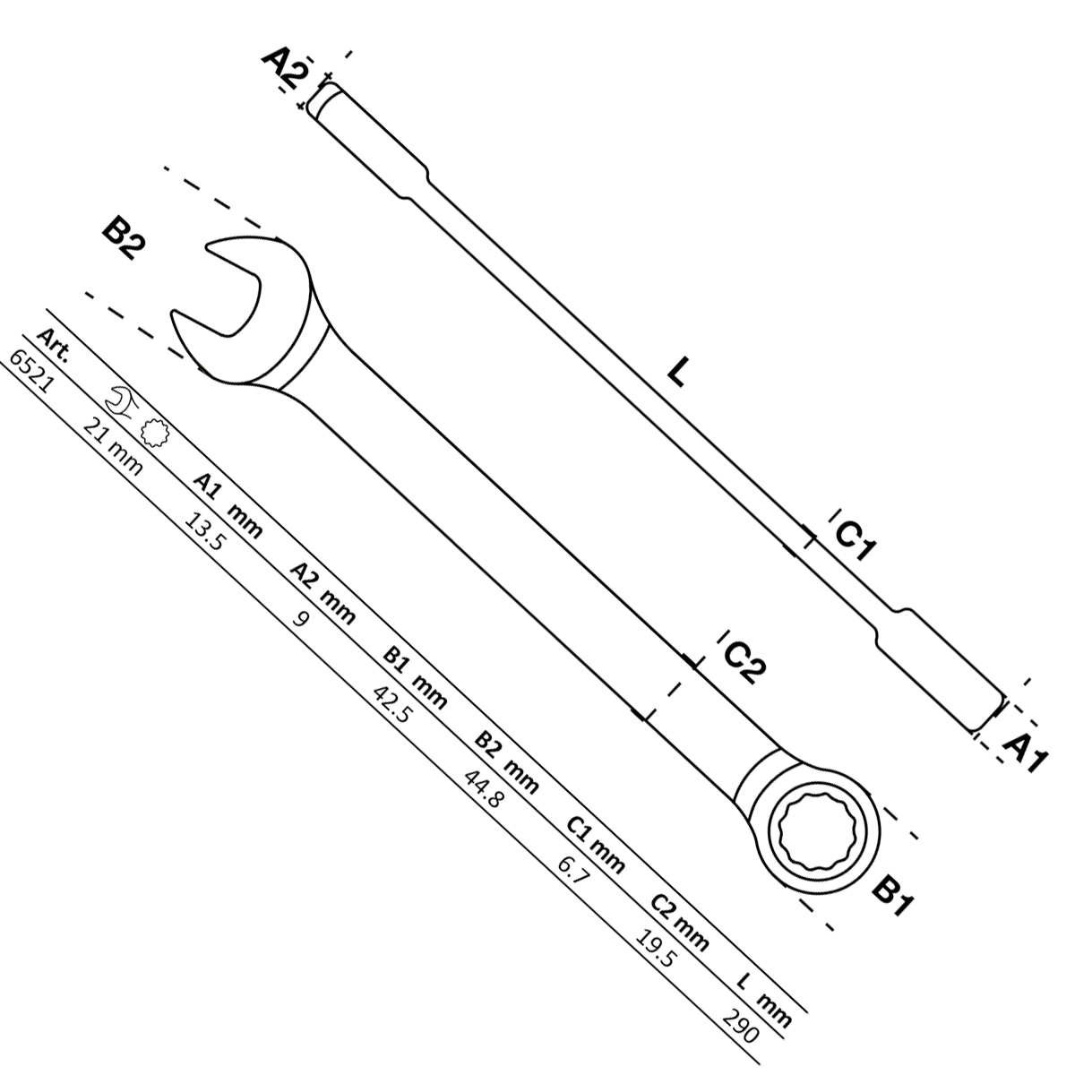 Foto 3 pulgar | Llave Combinada Con Matraca | 21 Mm | Bgs 6521