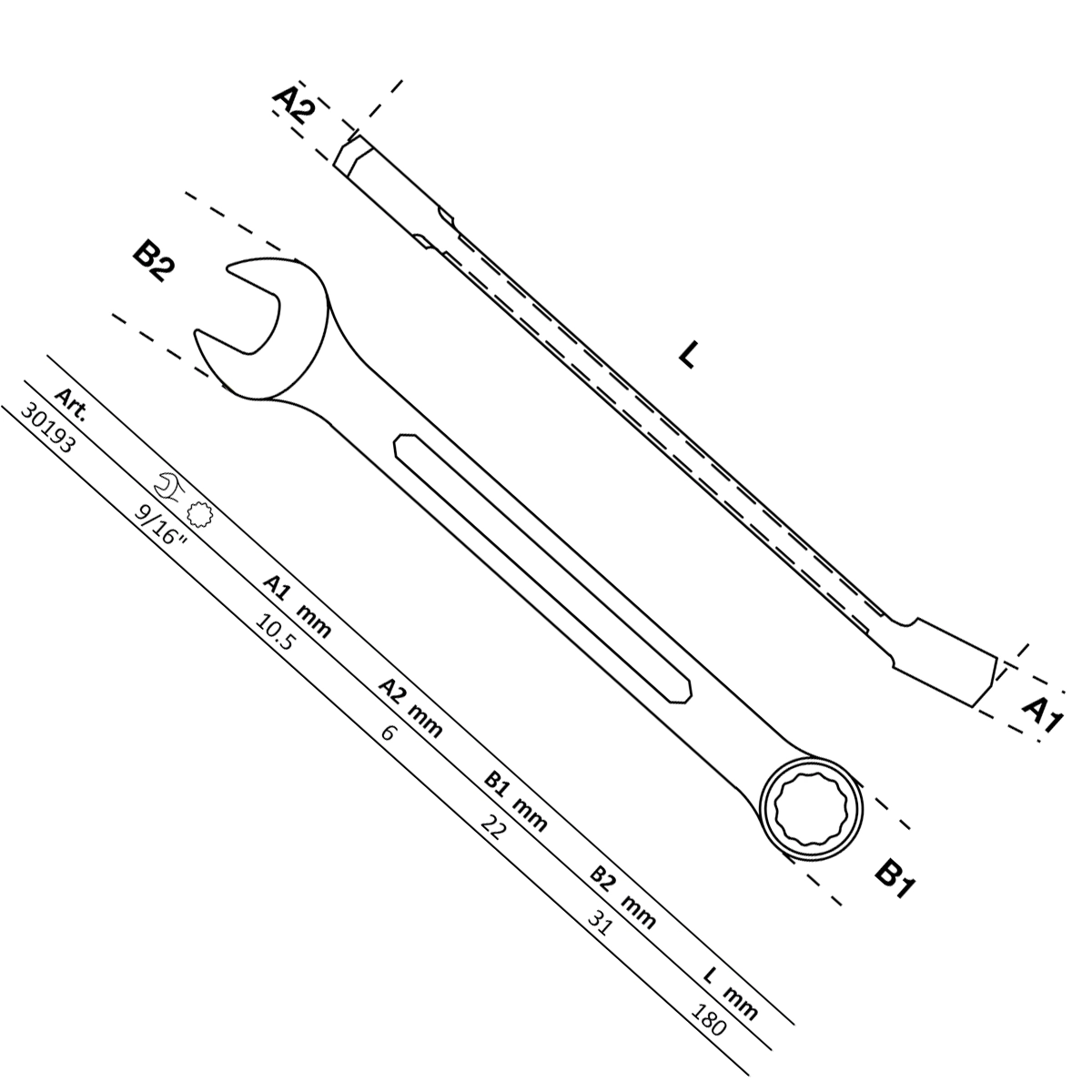 Foto 2 | Llave Combinada | 9/16'' | Bgs 30193