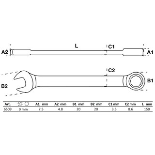 Foto 2 | Llave Combinada Con Matraca | 9 Mm | Bgs 6509