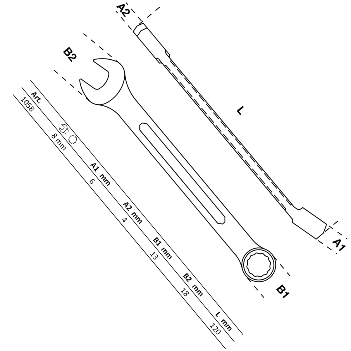 Foto 2 | Llave Combinada | 8 Mm | Bgs 1058