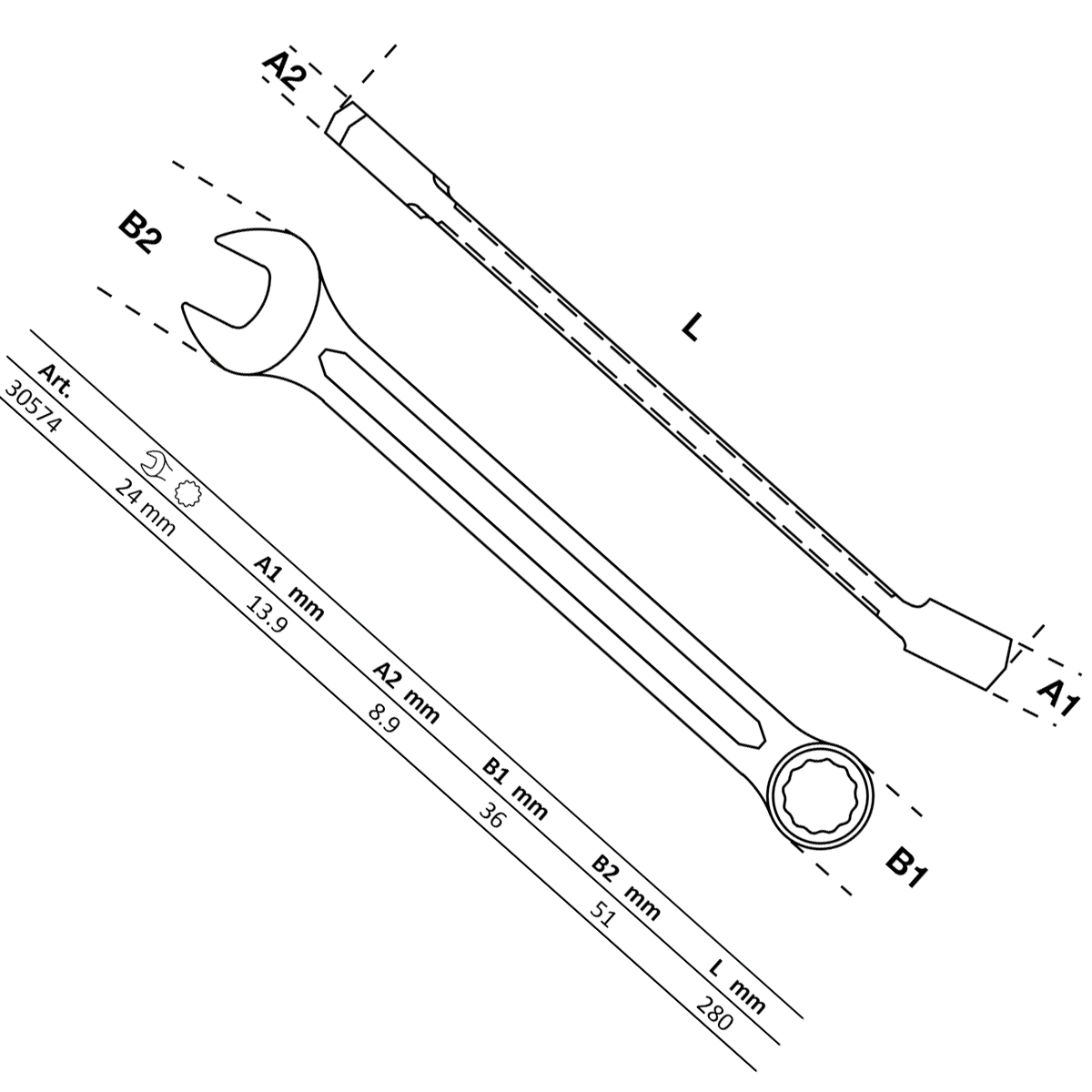 Foto 3 pulgar | Llave Combinada | 24 Mm | Bgs 30574