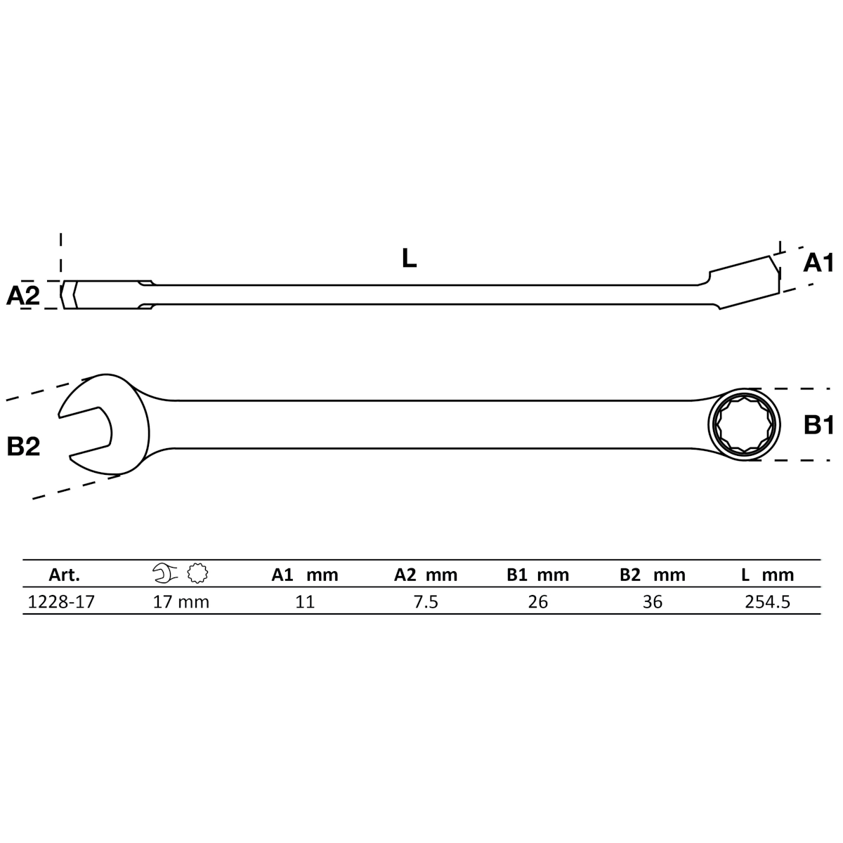 Foto 4 | Llave Combinada | Extra Larga | 17 Mm | Bgs 1228-17