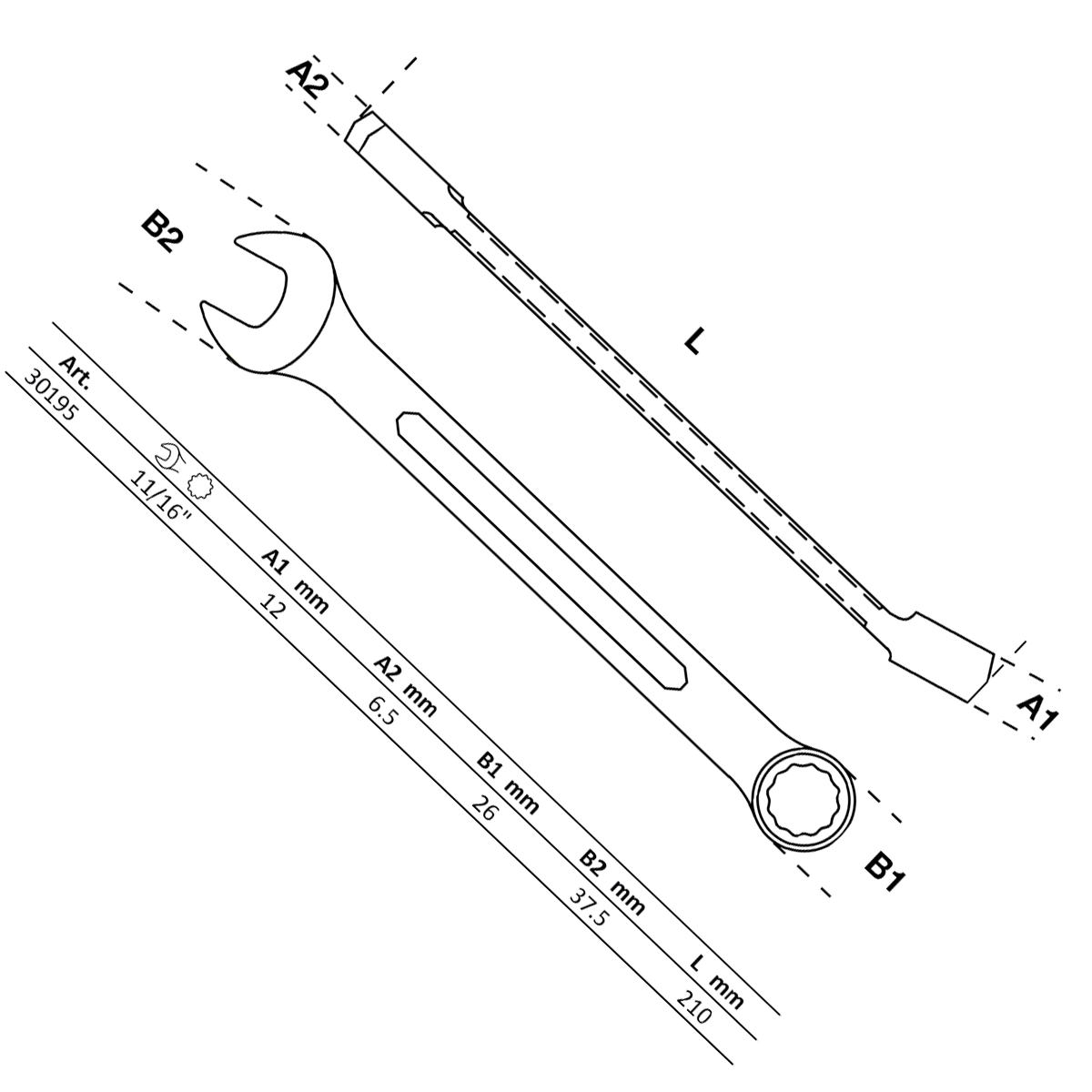 Foto 3 pulgar | Llave Combinada | 11/16'' | Bgs 30195