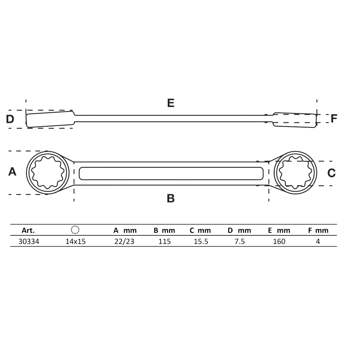 Foto 2 | Llave Doble Estrella | Extra Plano | 14 X 15 Mm | Bgs 30334