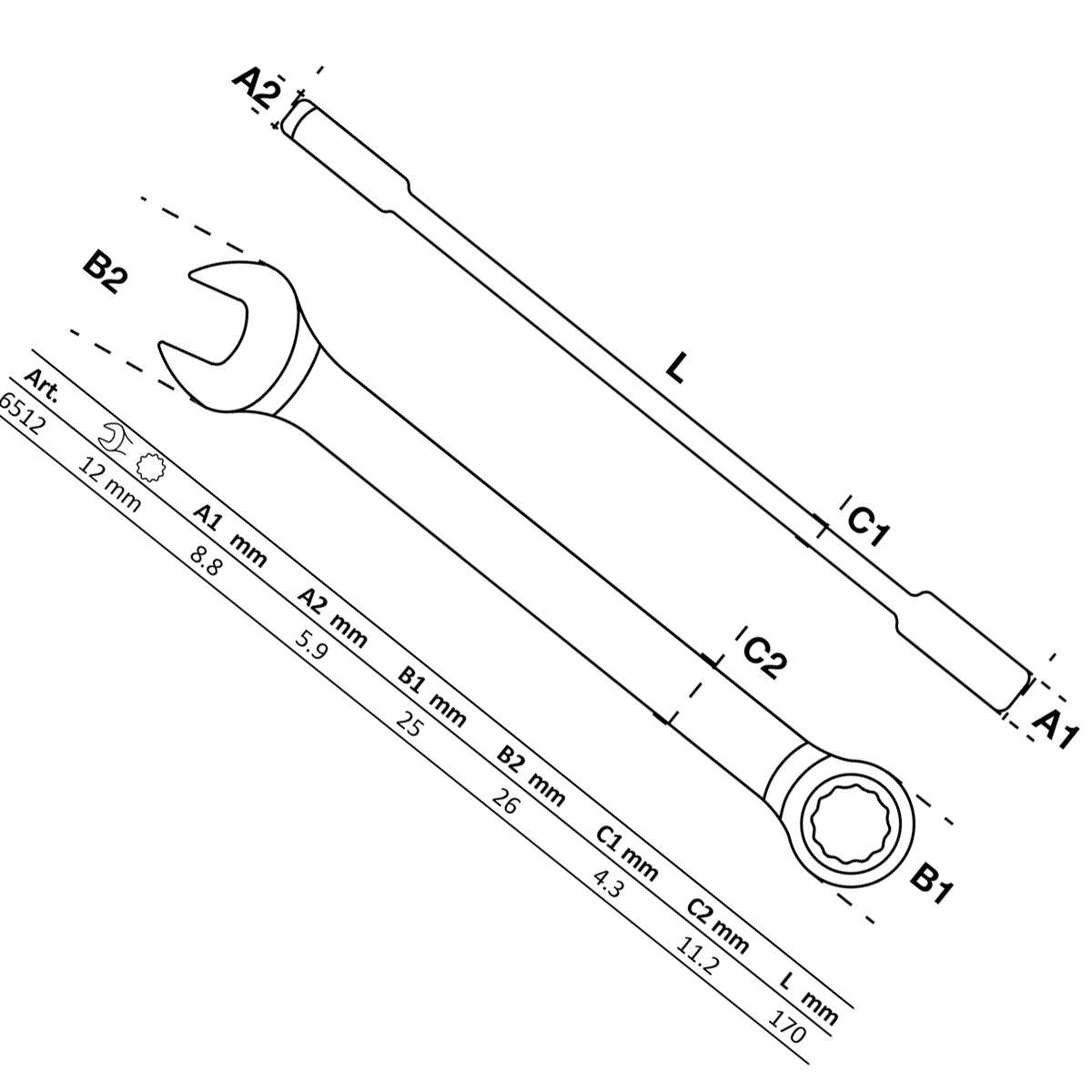 Foto 3 pulgar | Llave Combinada Con Matraca | 12 Mm | Bgs 6512