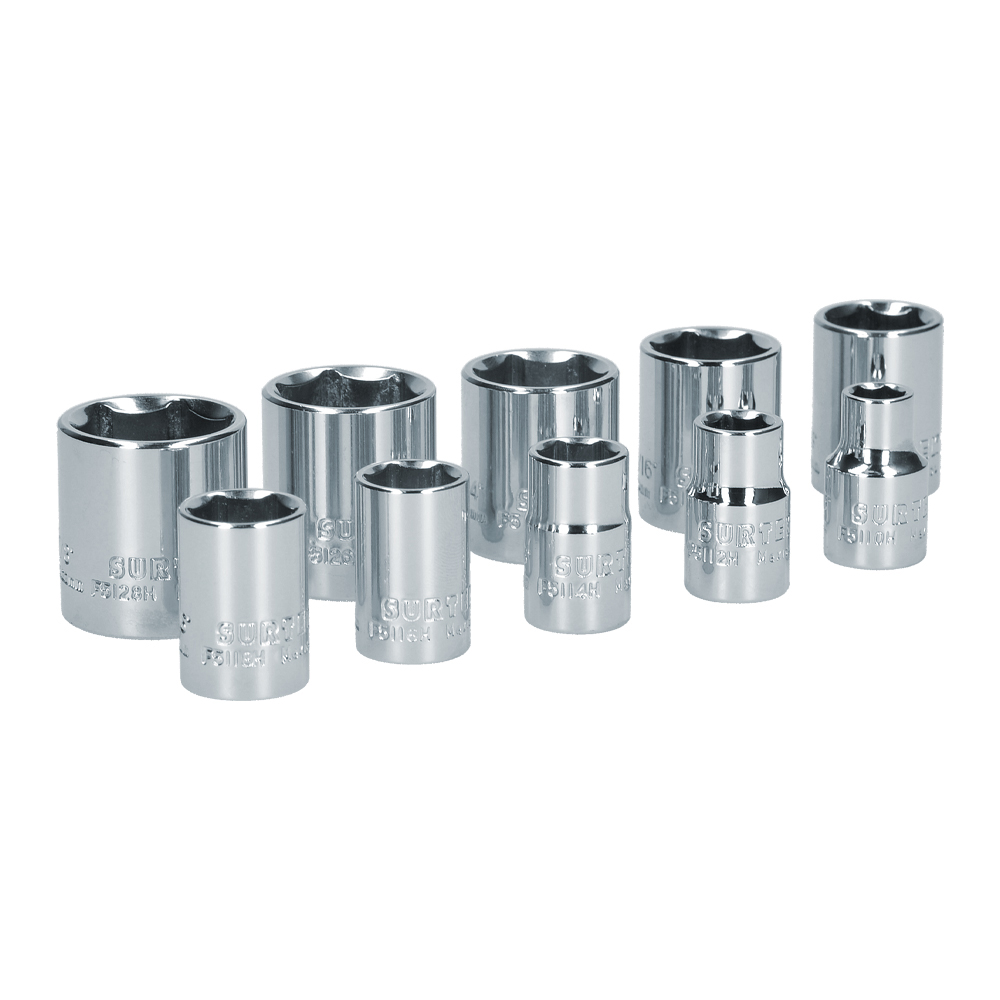 Juego De Dados Cuadro De 3/8'' 6 Puntas, En Pulgadas, 10 Piezas Surtek
