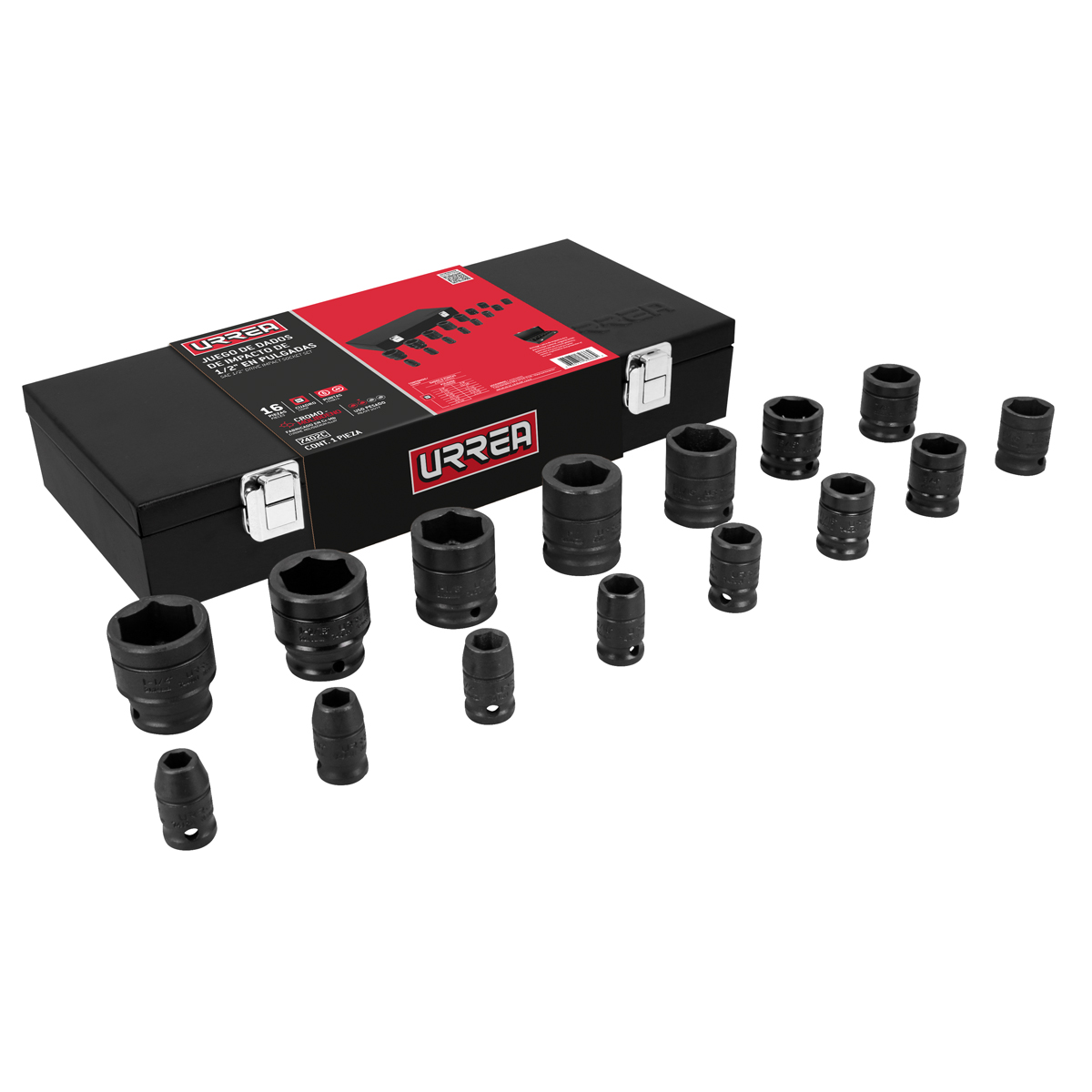 Juego De Dados De Impacto Cuadro De 1/2'', En Pulgadas En Caja, 15 Pieza Urrea