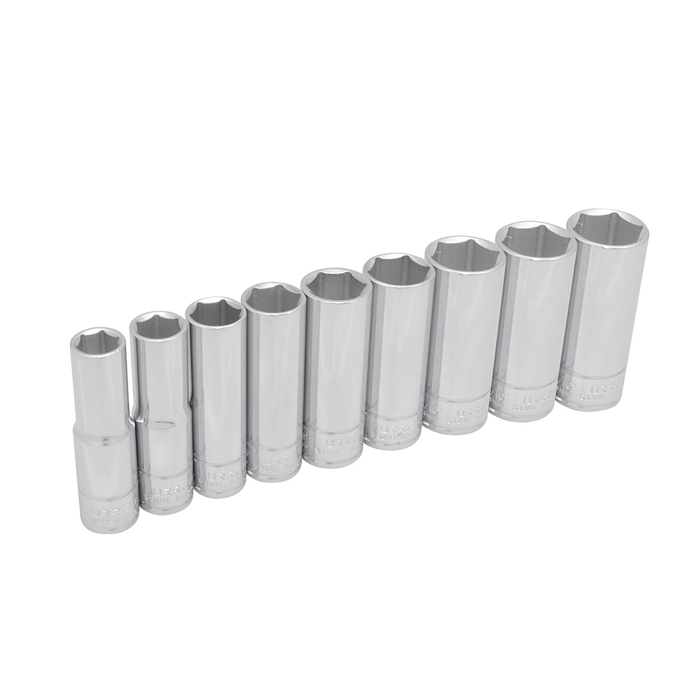 Juego De Dados Largos Cuadro De 1/2'', 6 Puntas, En Pulgadas, En Riel, 9 Piezas Urrea