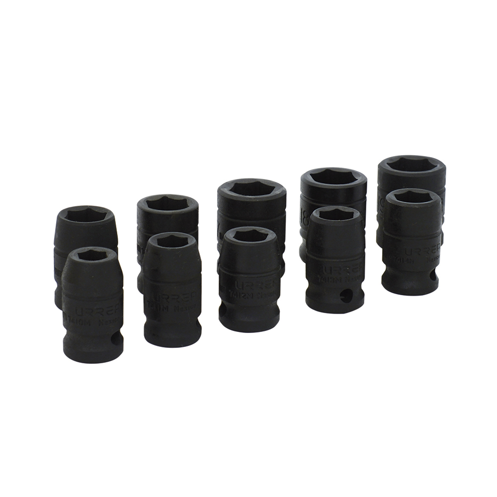 Juego De Dados De Impacto Cuadro De 1/2'', 6 Puntas, Métricos, 10 Piezas Urrea