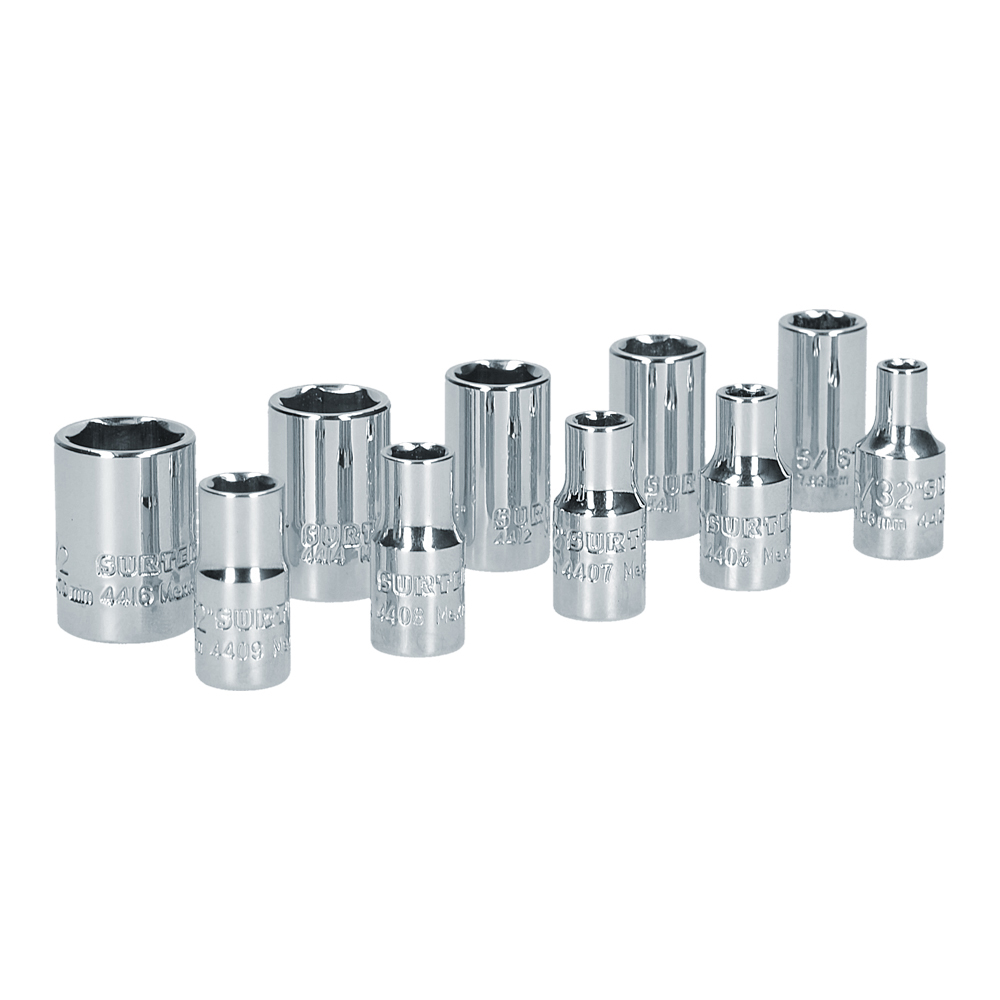Juego De Dados Cuadro De 1/4'', 6 Puntas, En Pulgadas, 10 Piezas Surtek