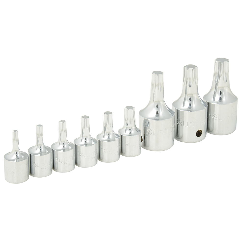 Juego De Dados Con Punta Torx Cuadro De 1/4'' Y 3/8'', 9 Piezas Surtek
